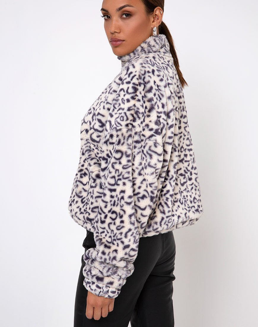 Image of Nero Ring Pull Jacke in Weiß Leopard