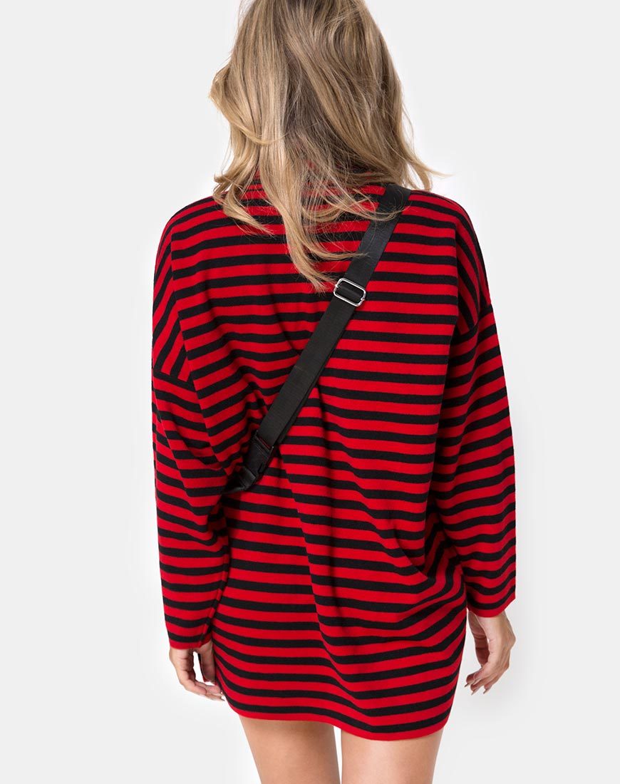 Neivie Pullover in Streifen horizontal Schwarz / Rot