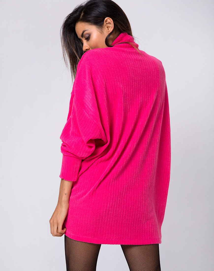 Neve Übergroßer Pullover aus Rippenstrick Rosa