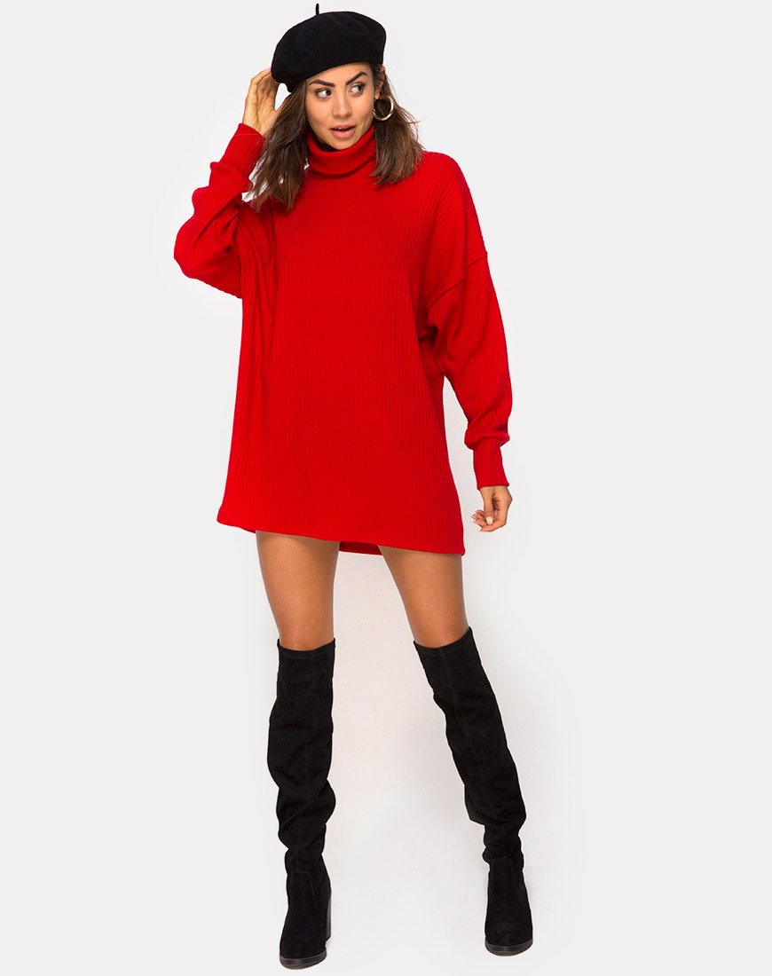 Image von Neve Hochgeschlossenes Kleid in Rot