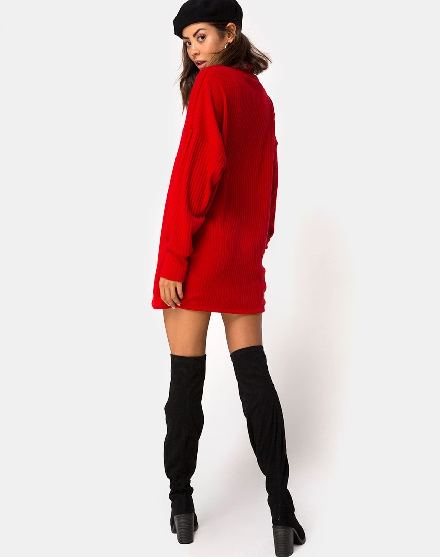 Image von Neve Hochgeschlossenes Kleid in Rot