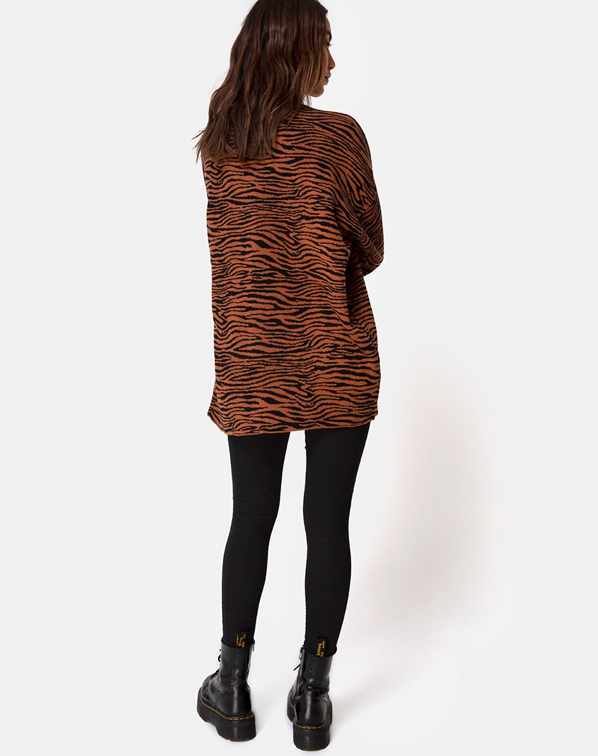 Image of Neivie Rollkragenpullover aus Tigerstrick Braun