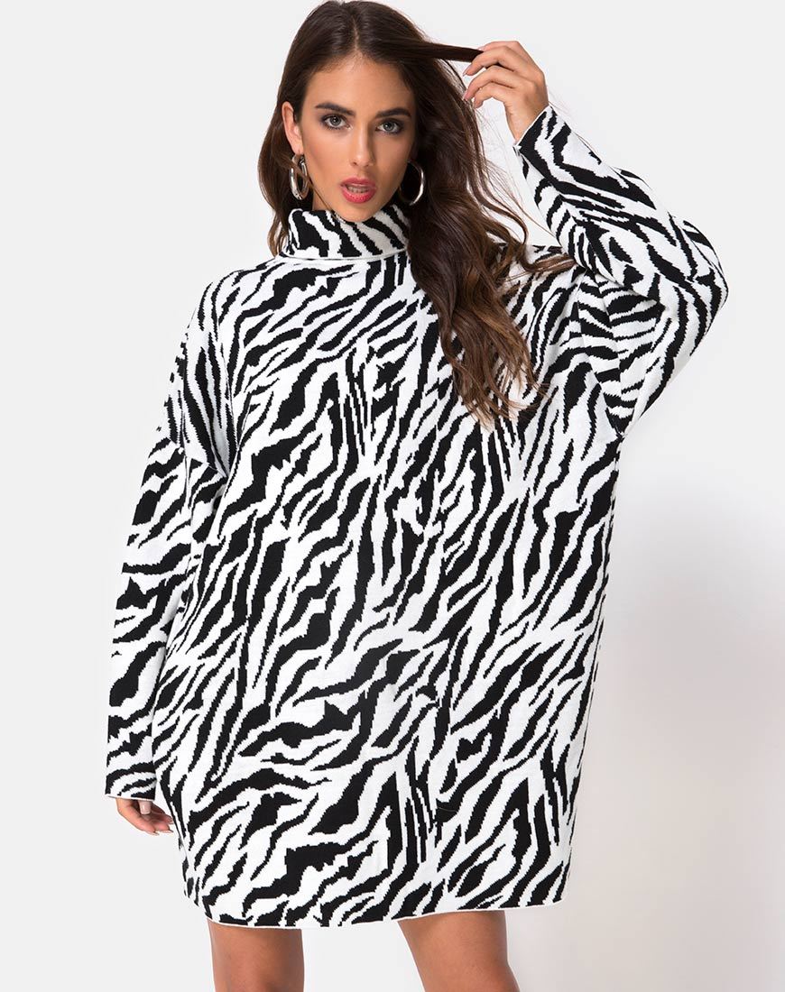 Image of Neivie Pullover Kleid in Zebra S/W