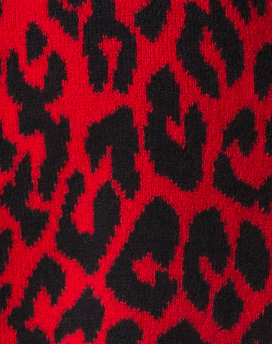 Image of Neivie Pullover Kleid aus Tierstrick Rot