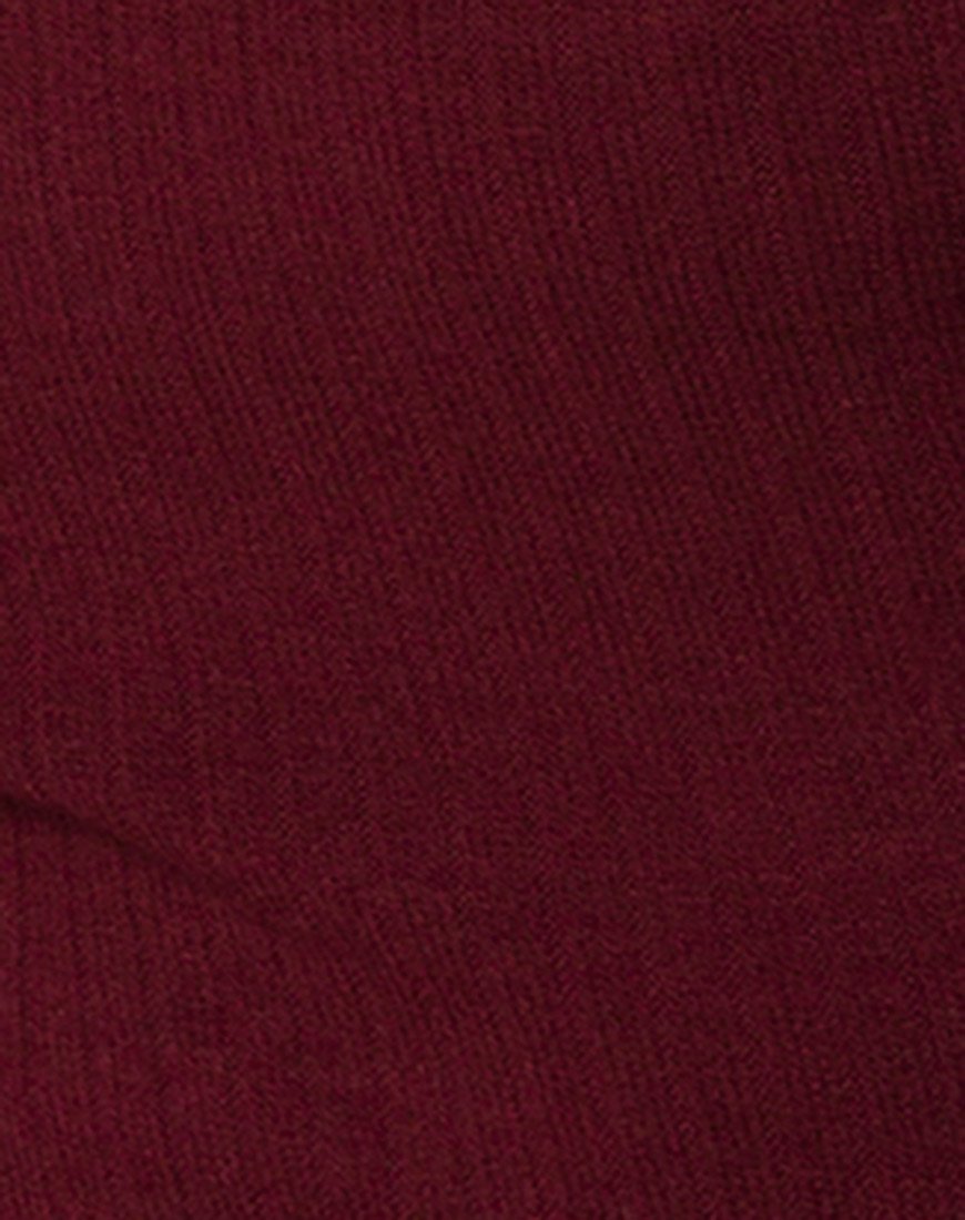 Image of Niani Mieder mit kalten Schultern aus Rippenstrick Burgundy