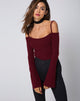 Image of Niani Mieder mit kalten Schultern aus Rippenstrick Burgundy