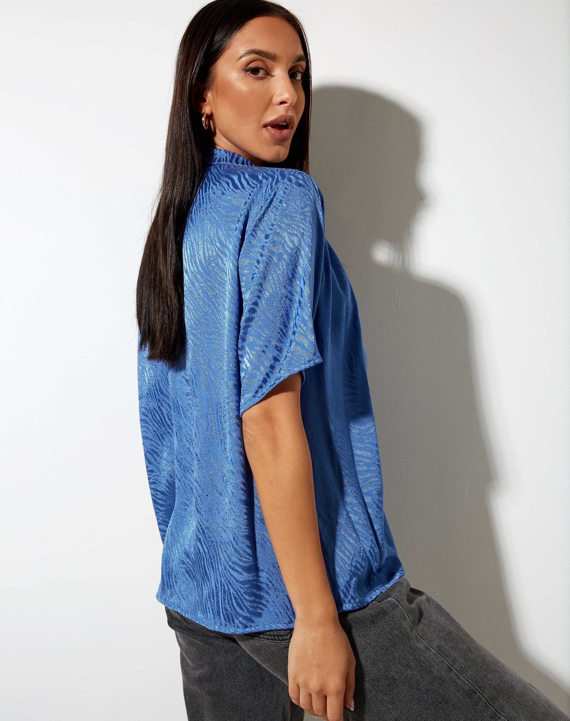 Bild von Nikra Shirt in Satin Zebra Blue Bonnet