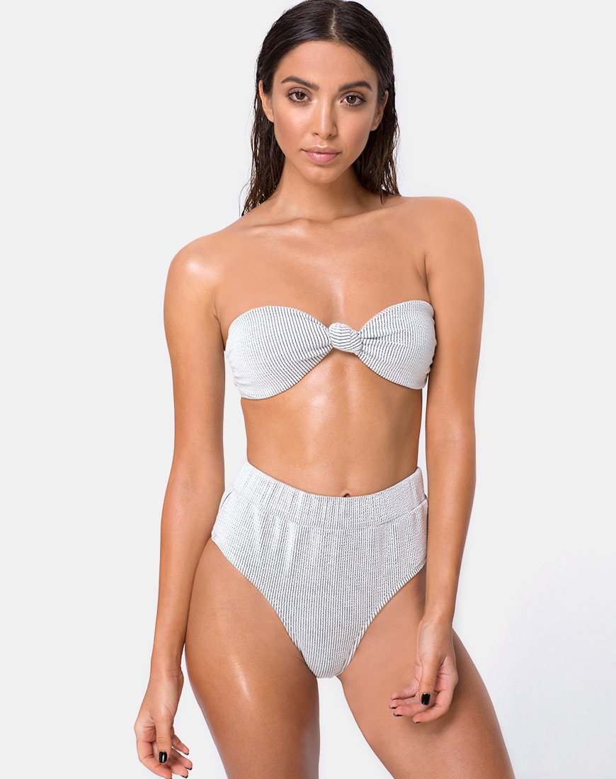 Bild von Nima Bikiniunterteil aus Crinkle Rib Weiß