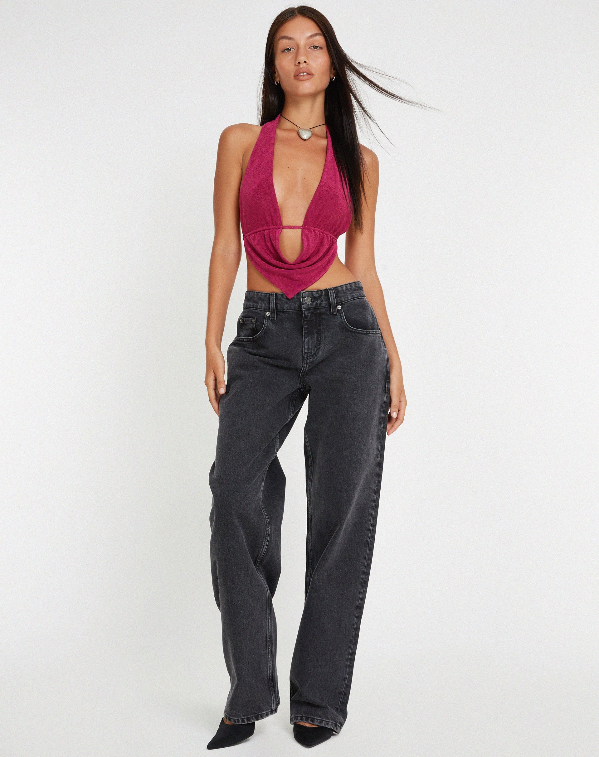 Bild von Nindita Neckholder Crop Top in Magenta Violett