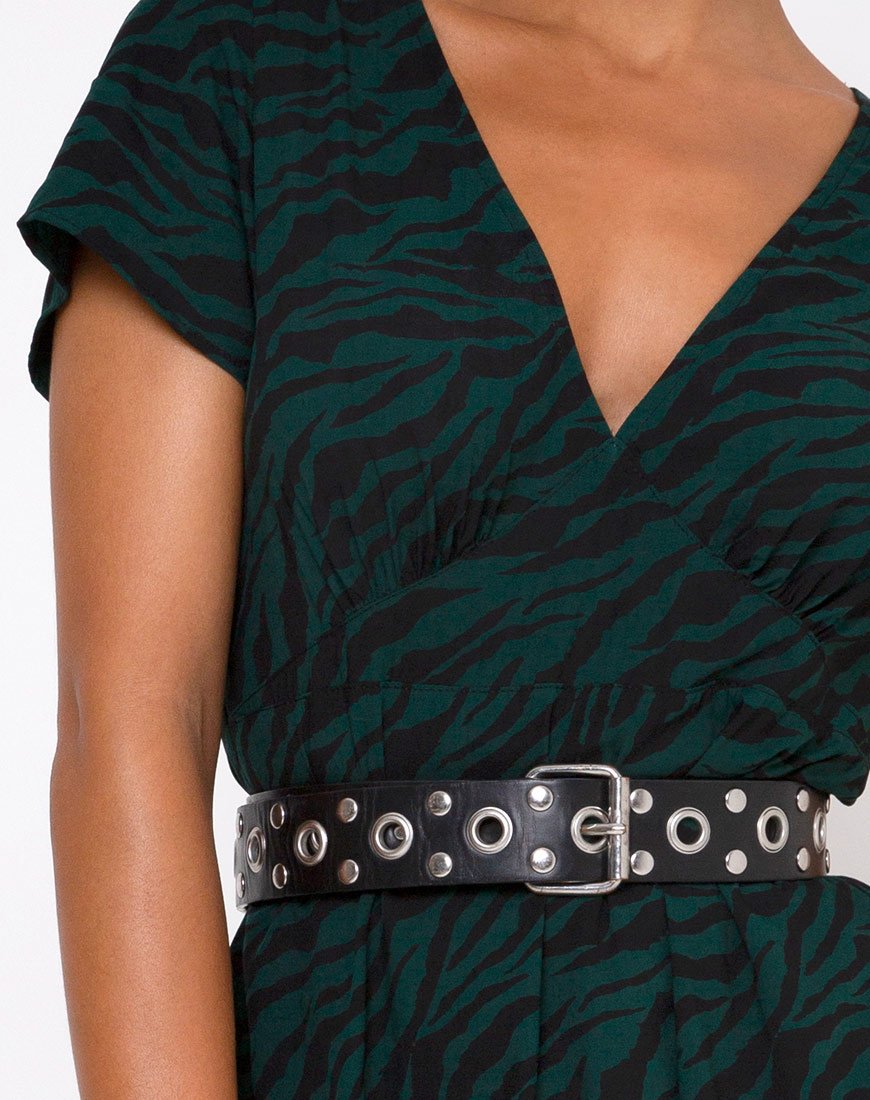 Image of Nira Midikleid in 90s Zebra Waldgrün