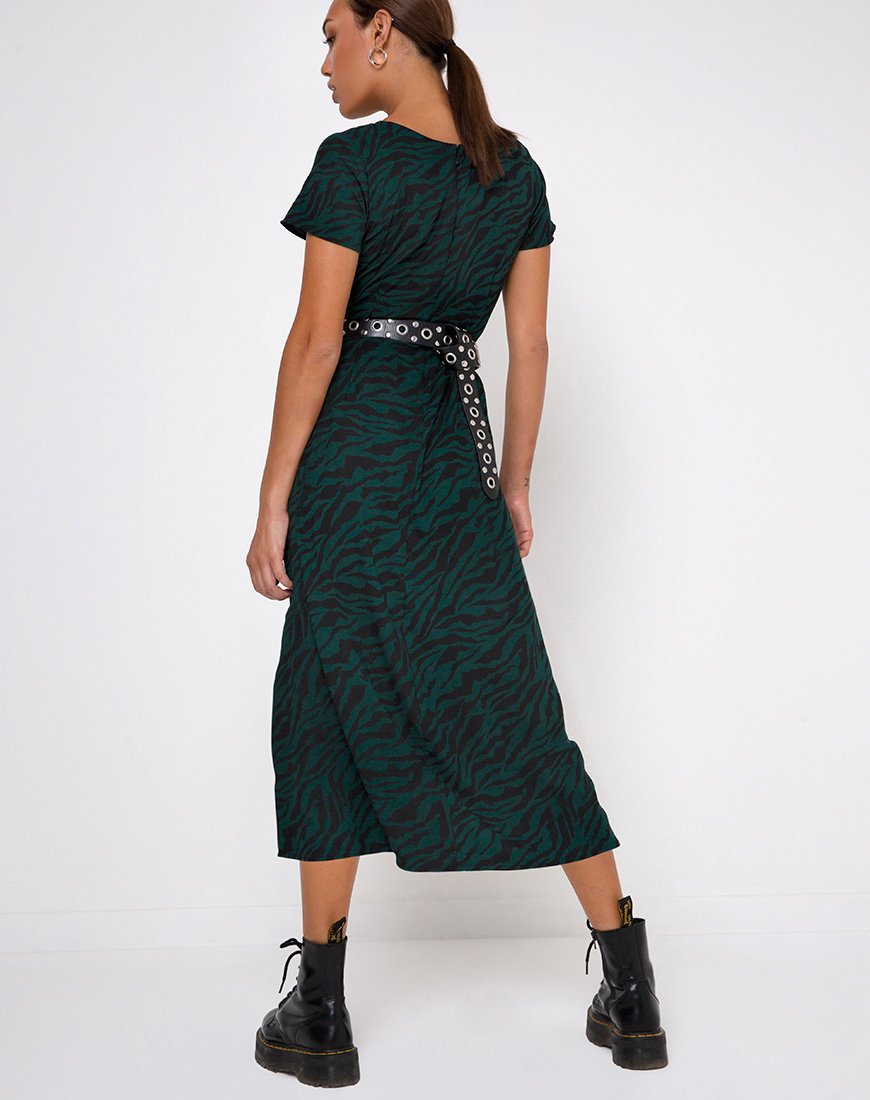 Image of Nira Midikleid in 90s Zebra Waldgrün