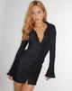 Abbildung: Nitara Mini-Kleid mit Knopfleiste in Crinkle Black