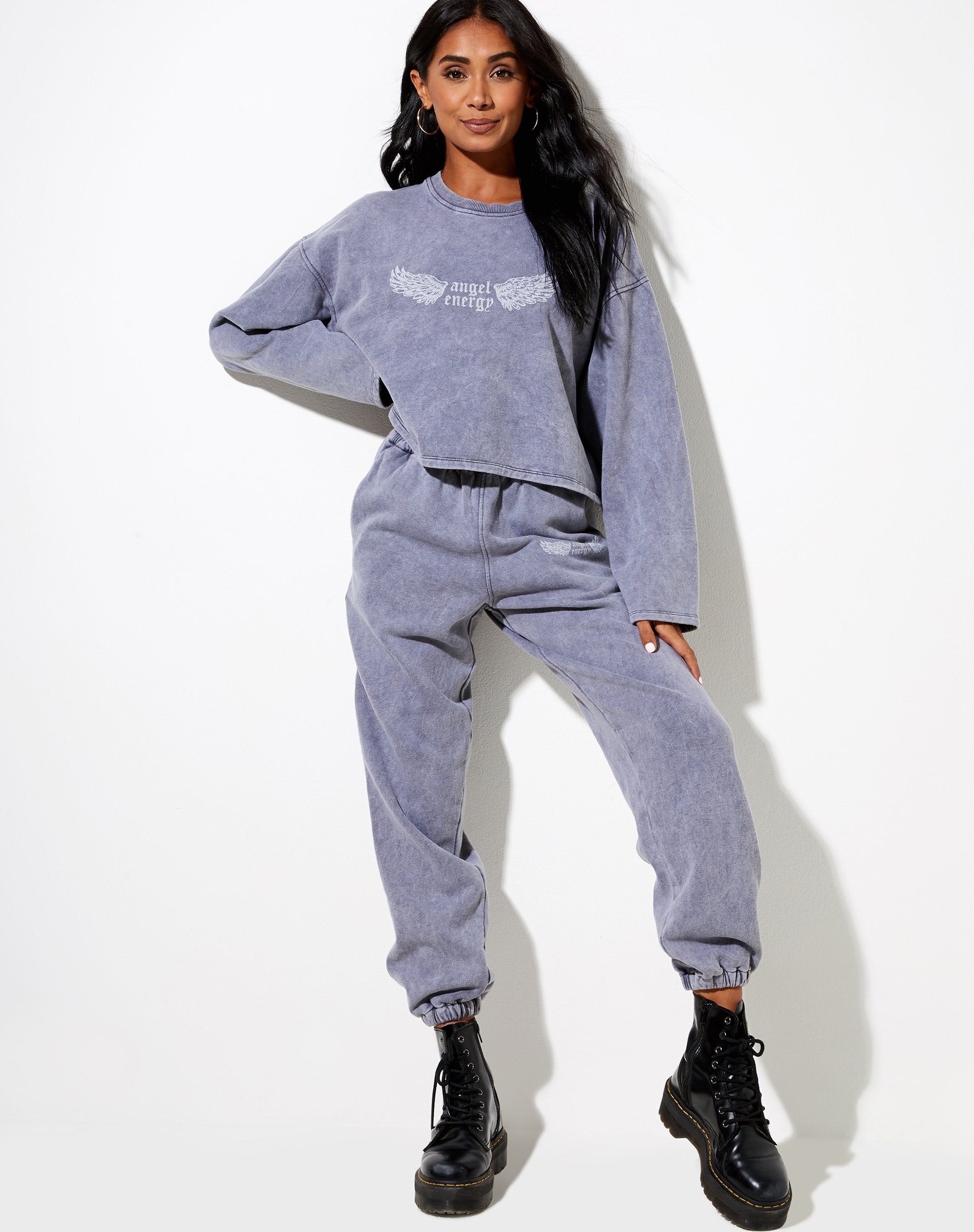 Bild von Niyo Sweatshirt in Charcoal Wash Angel Energy Wings