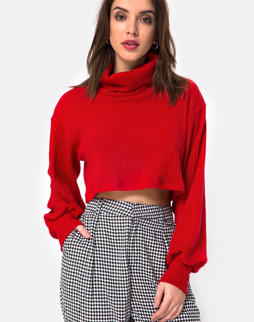 Image of Nizer Pullover mit hohem Halsausschnitt in Rot