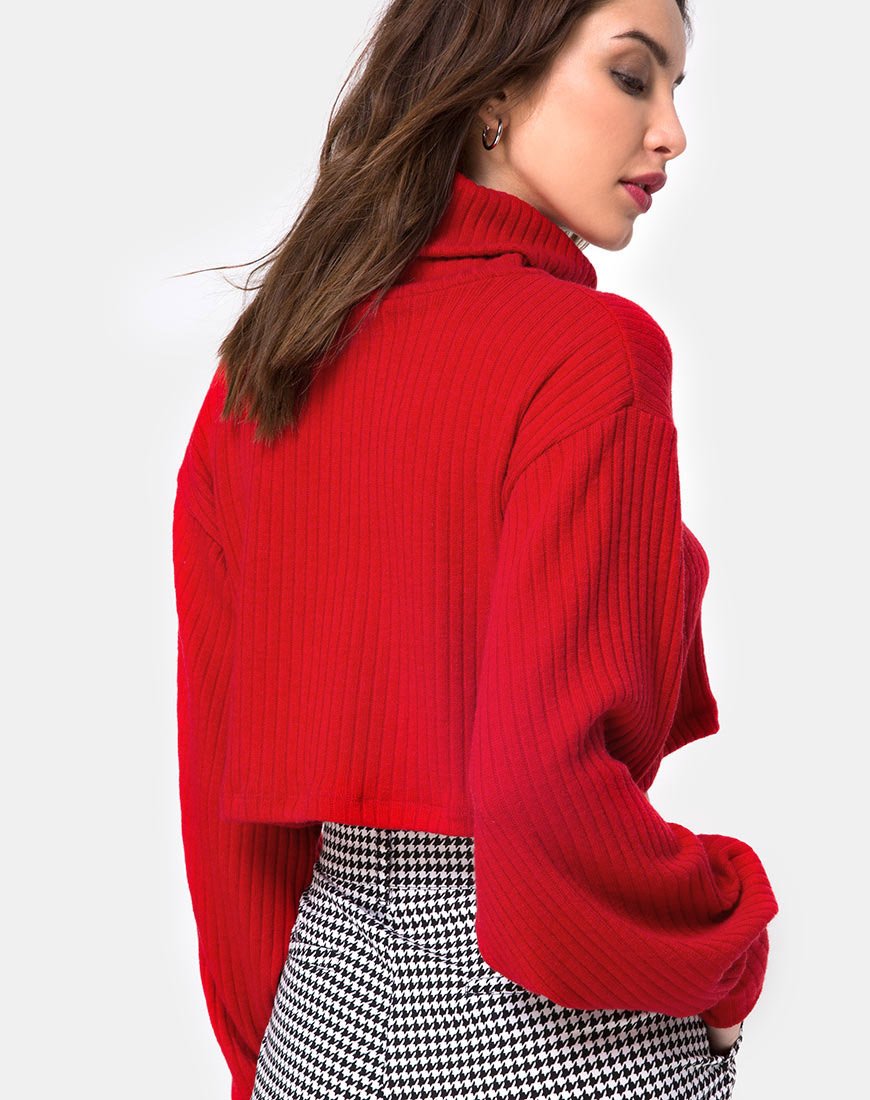 Image of Nizer Pullover mit hohem Halsausschnitt in Rot