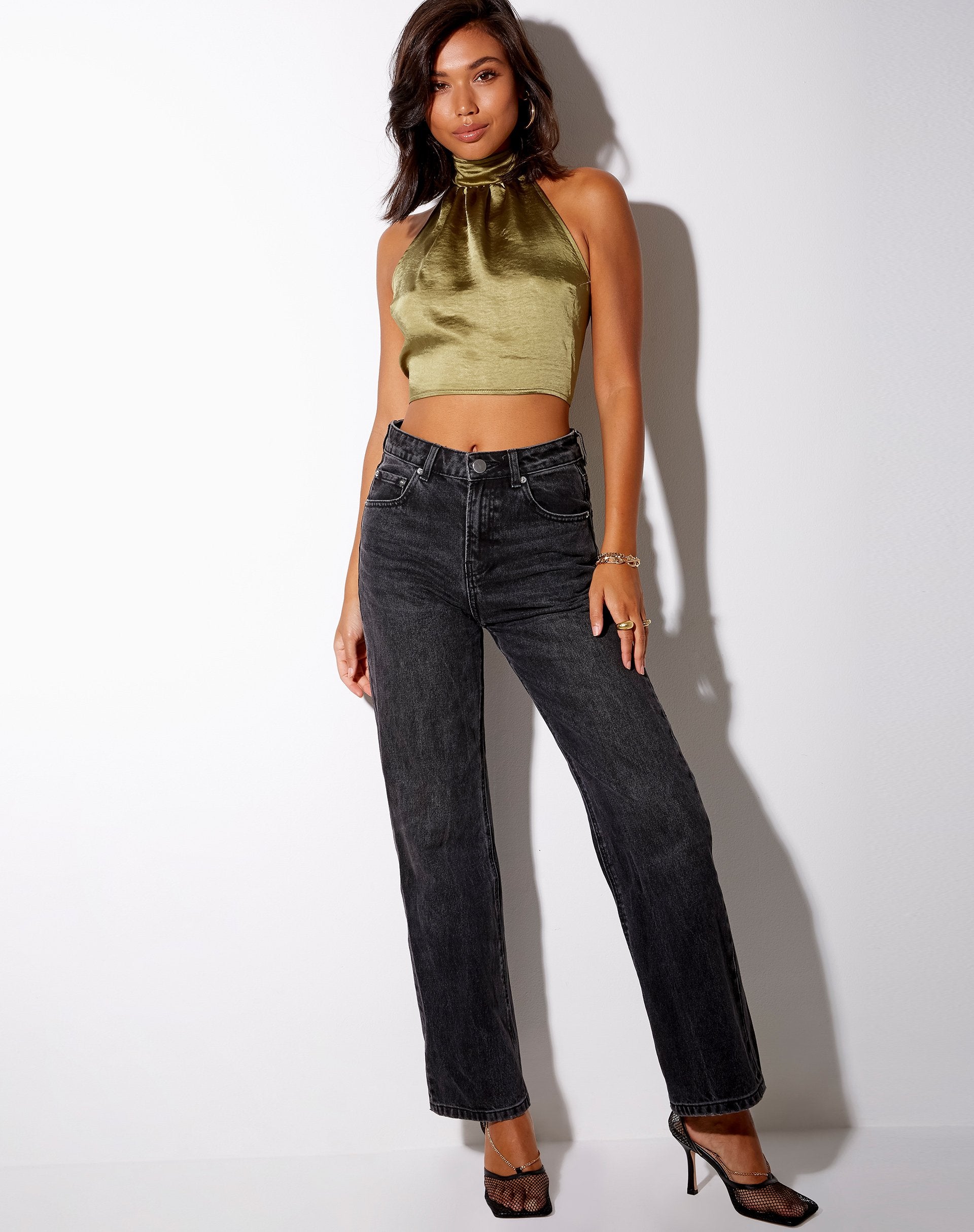 Bild von Noela Crop Top in Satin Olive