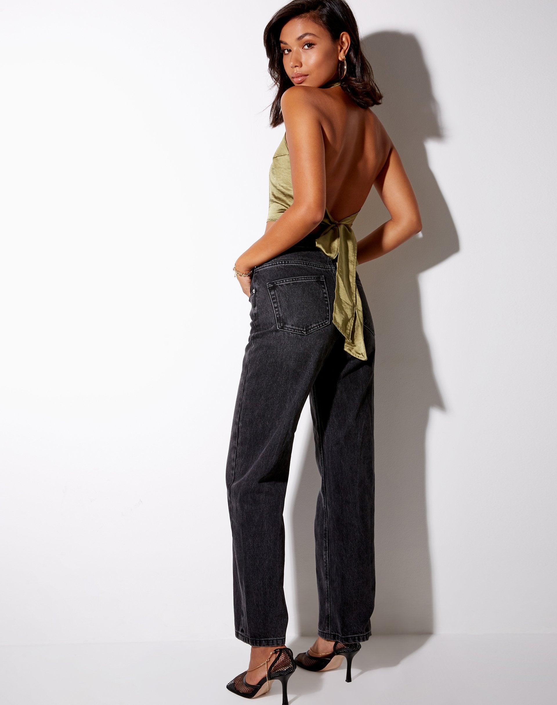 Bild von Noela Crop Top in Satin Olive