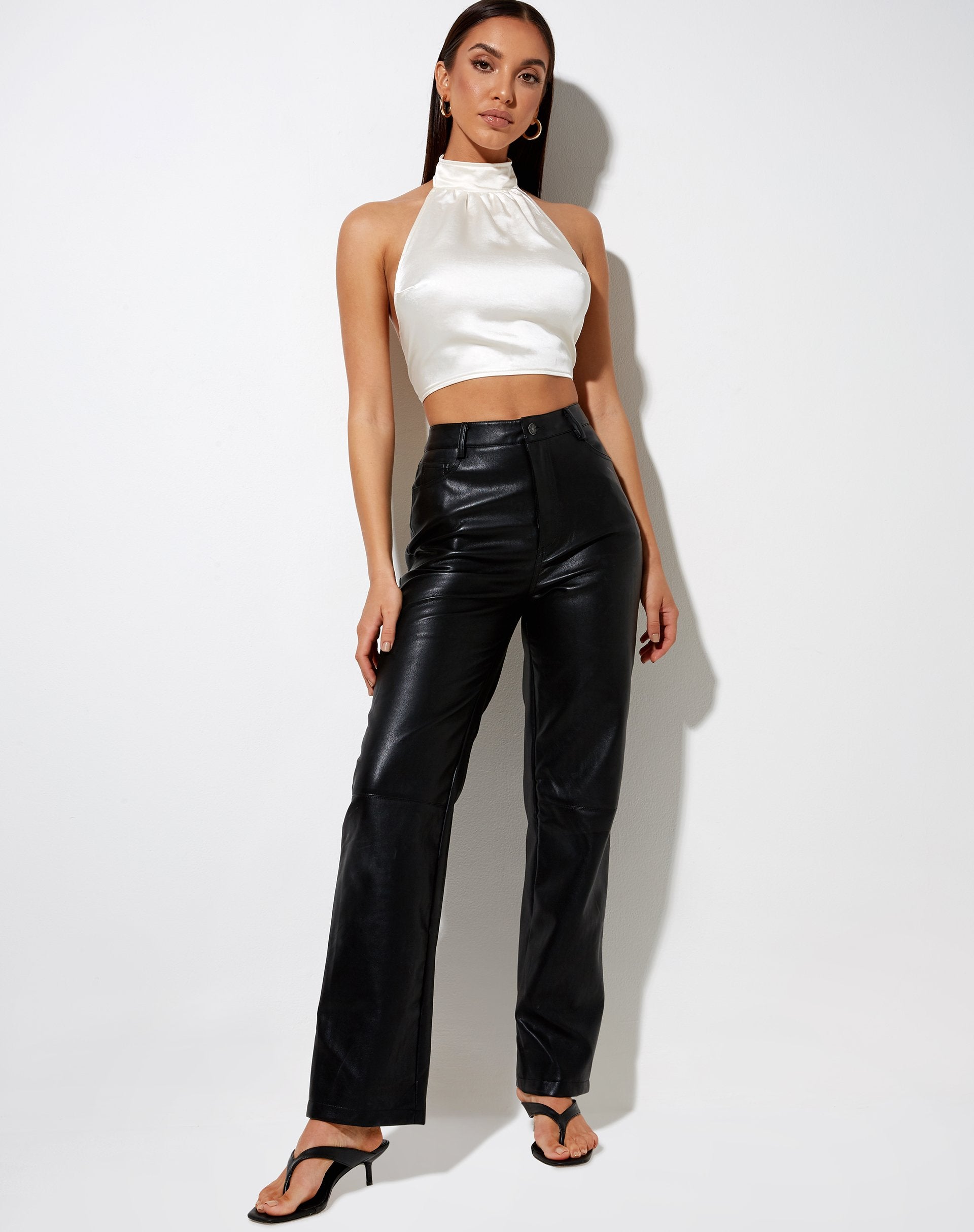 Image of Noela Crop Top aus Satin Elfenbein