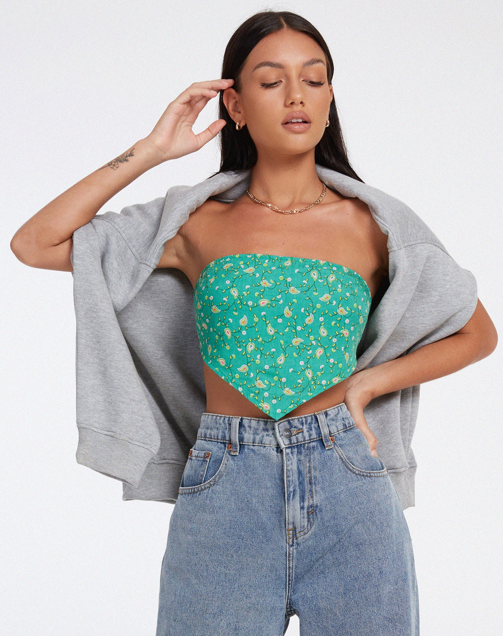 Nolda Crop Top in Paisley Fun Grün