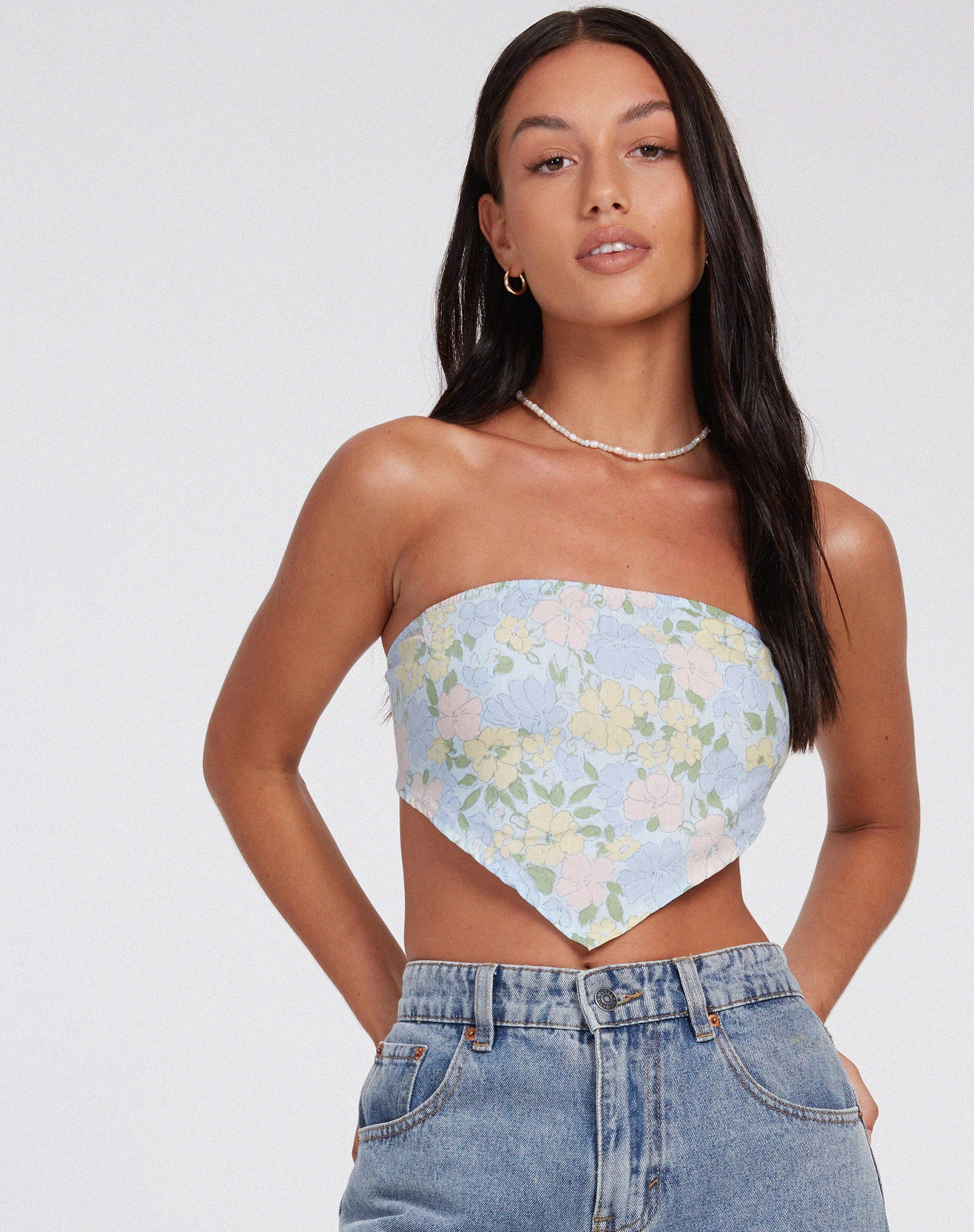 Bild von Nolda Crop Top in Washed Out Pastell Floral