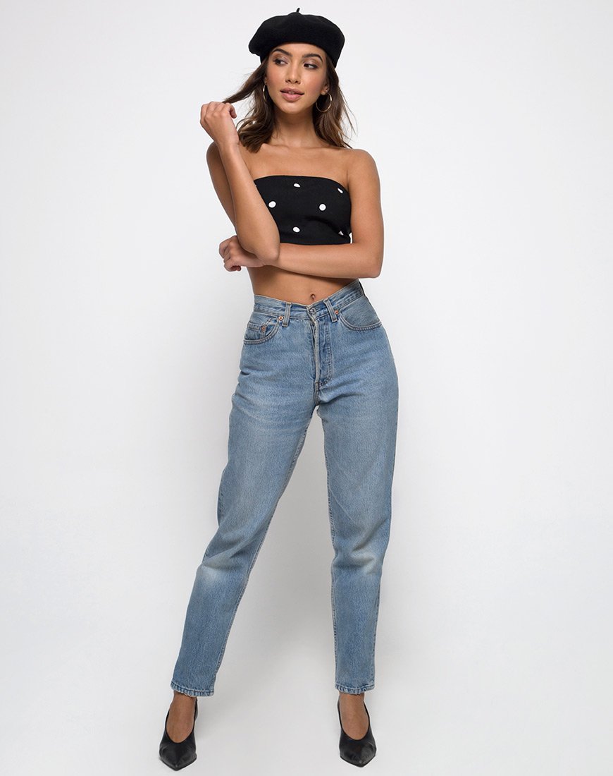 Image of Nolia Tube Top in Schwarz und Weiß Polkadot