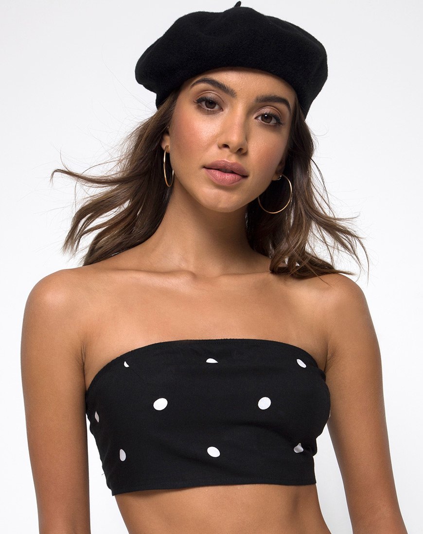 Nolia Tube Top in Schwarz und Weiß Polkadot