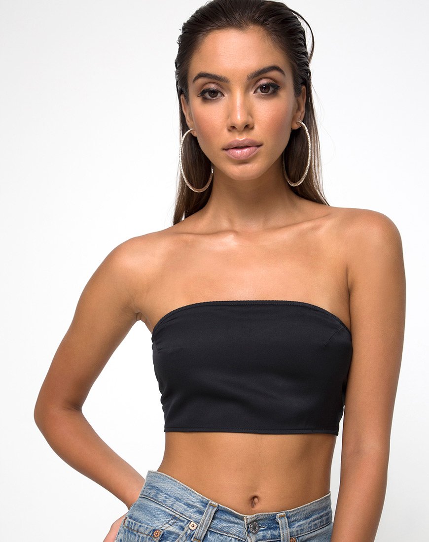Nolia Tube Top in Satin Schwarz