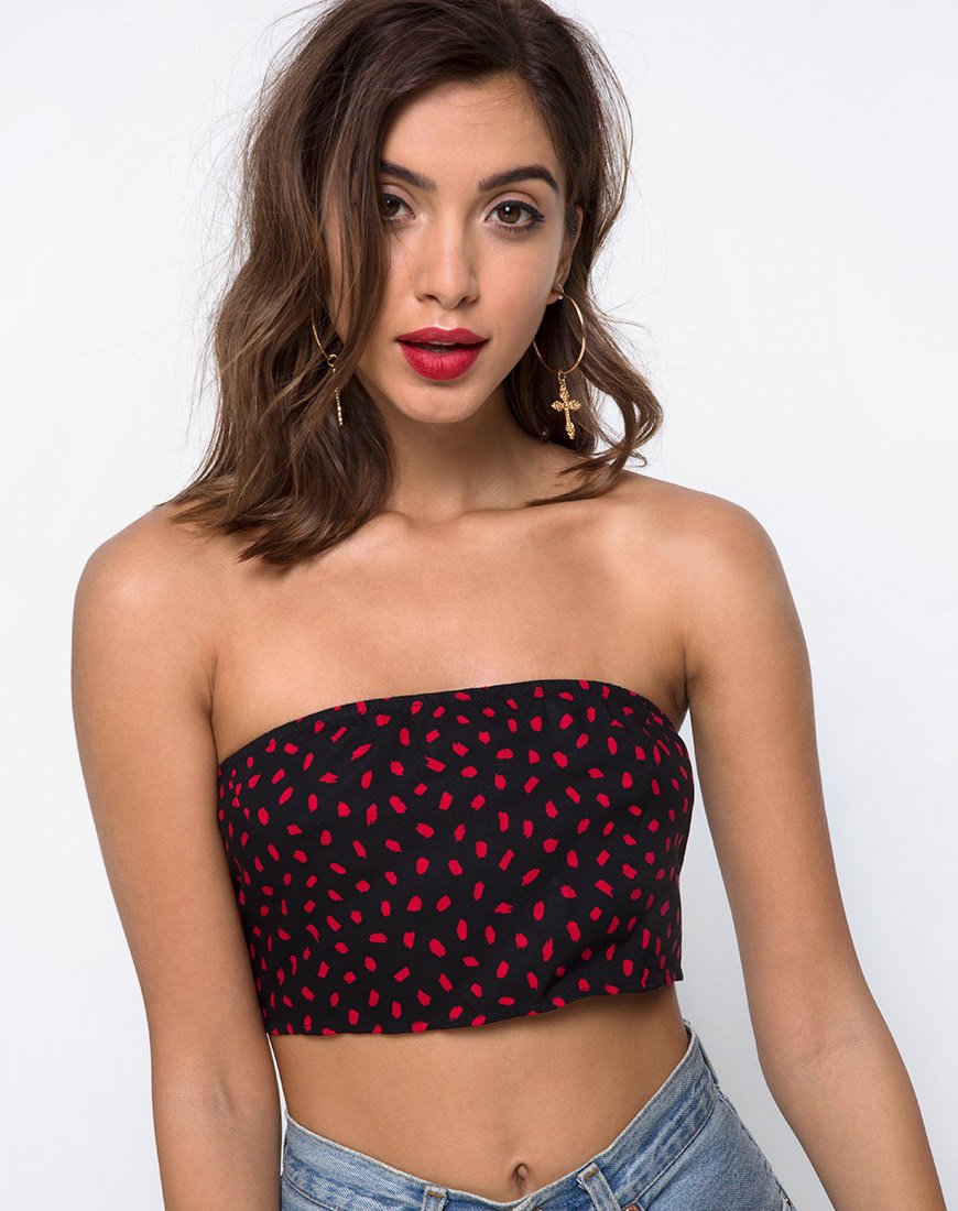 Image of Nolia Tube Top in Mini Diana Dot Schwarz und Rot