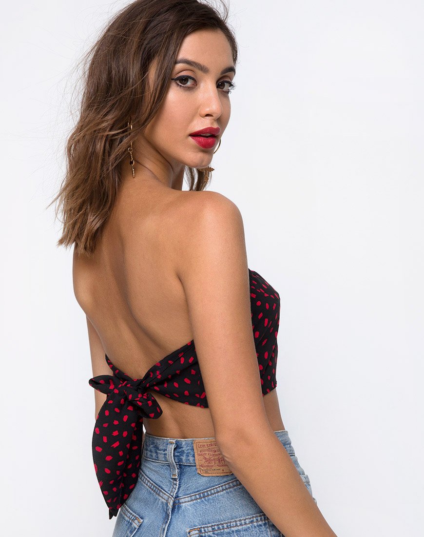Nolia Tube Top in Mini Diana Dot Schwarz und Rot