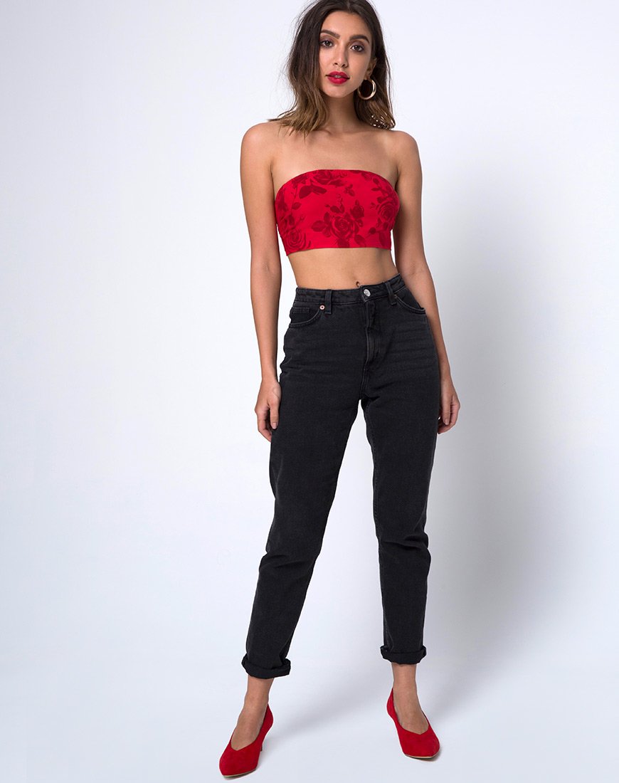 Bild von Nolia Tube Top in Tonal Floral Rot