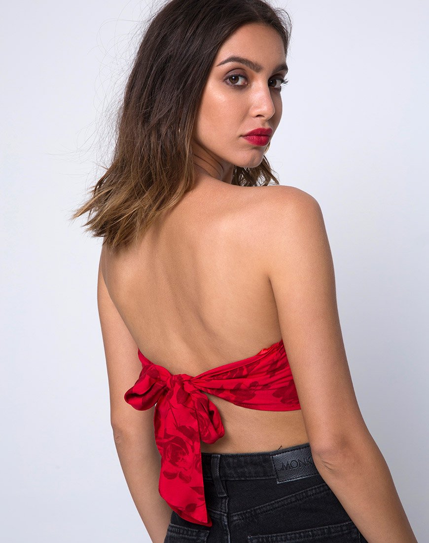 Bild von Nolia Tube Top in Tonal Floral Rot