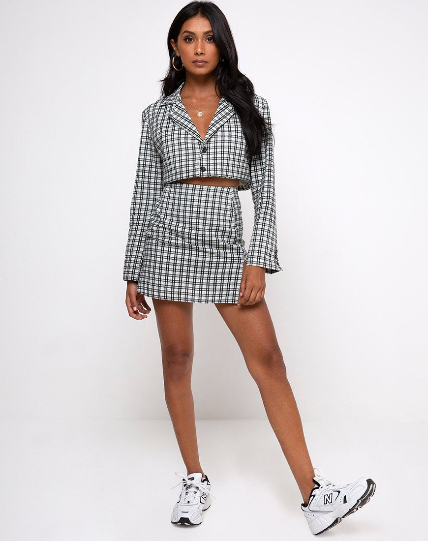 Image of Noly Cropped Blazer in Brandy Check Foam