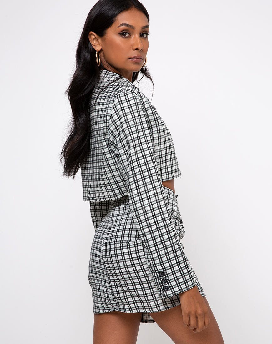 Image of Noly Cropped Blazer in Brandy Check Foam