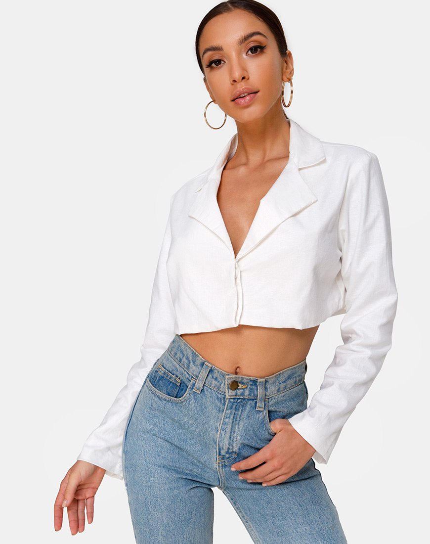 Noly Cropped Blazer in Elfenbein