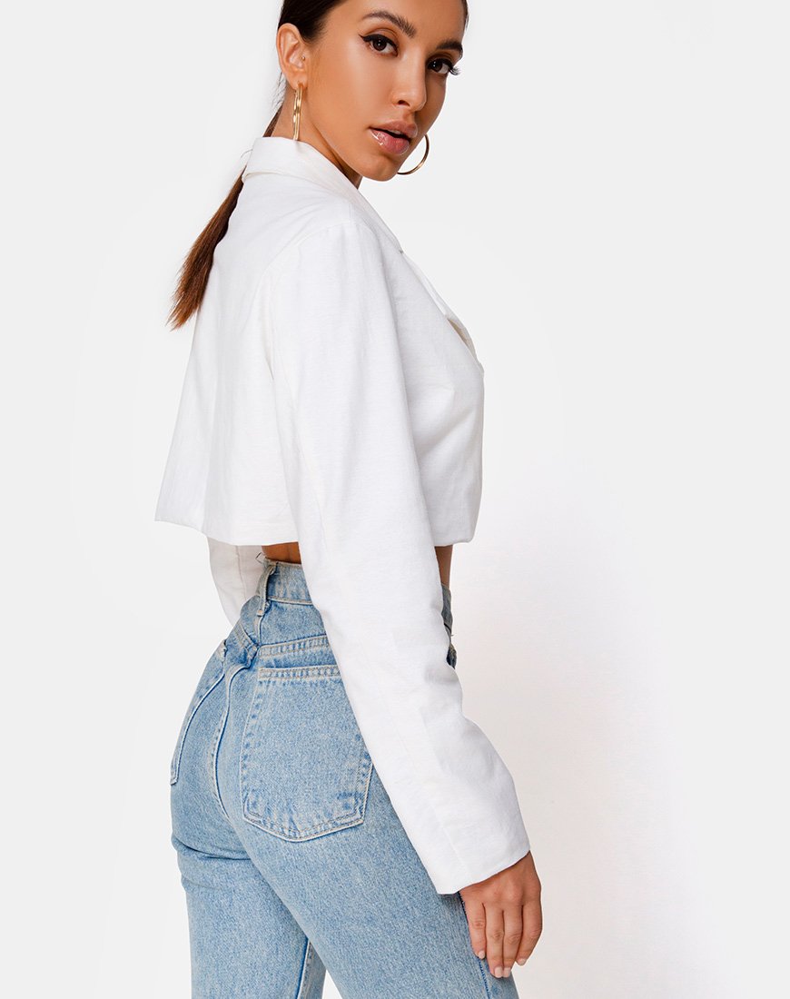 Noly Cropped Blazer in Elfenbein