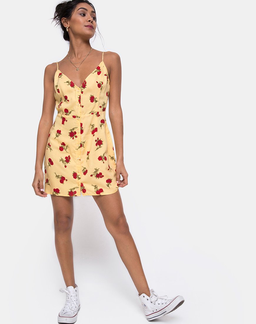 Image of Novia Slip Dress in Falling Rose Gelb