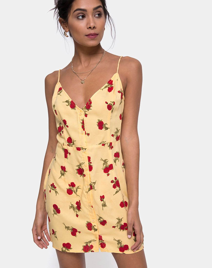 Novia Slip Dress in Falling Rose Gelb