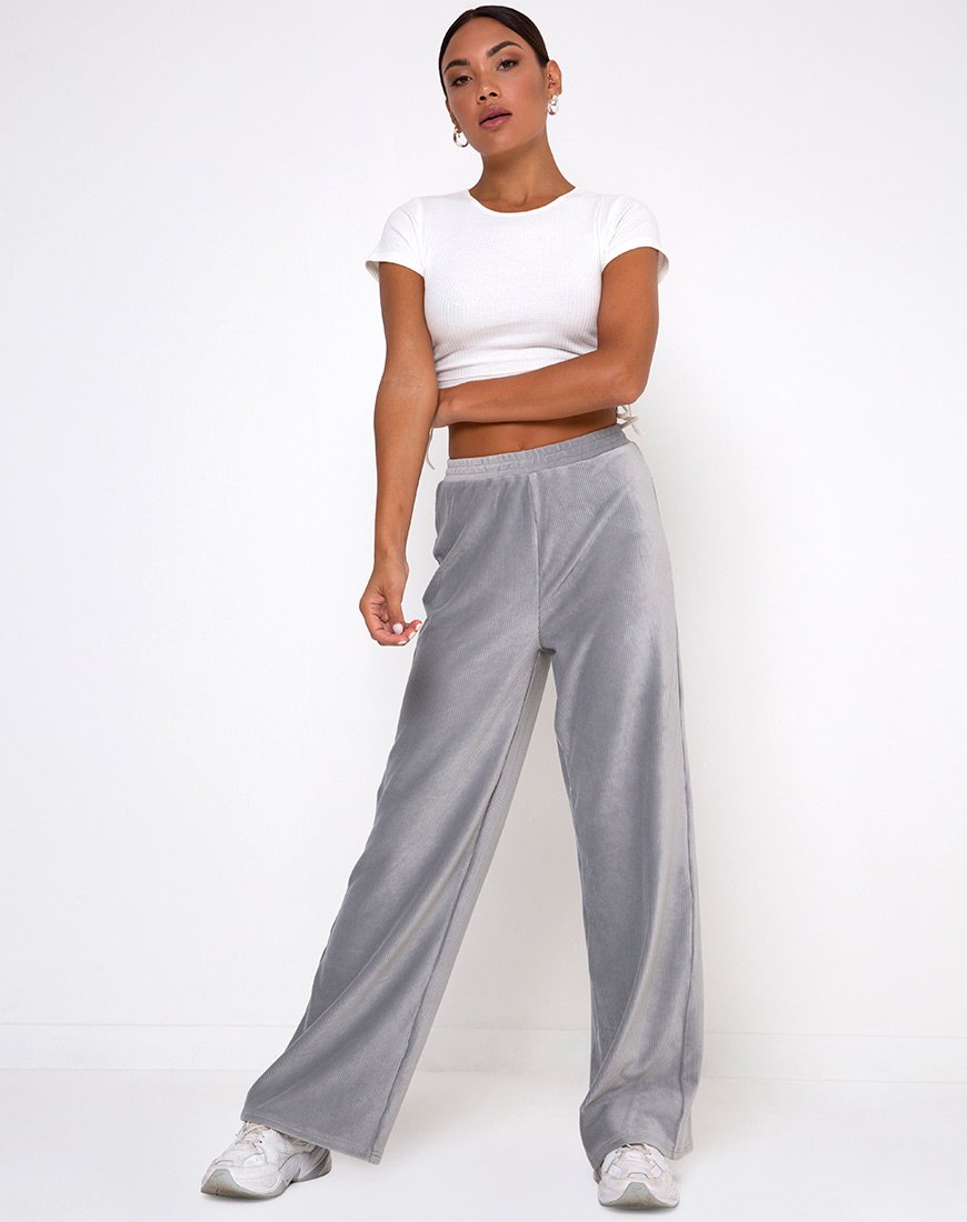 Obeli-Hose aus Samt Rib Grau