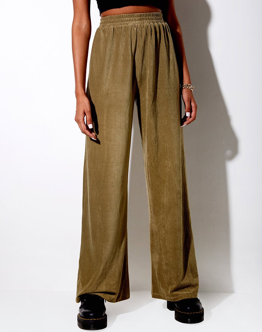 Obeli-Hose aus Samt-Rippe Khaki