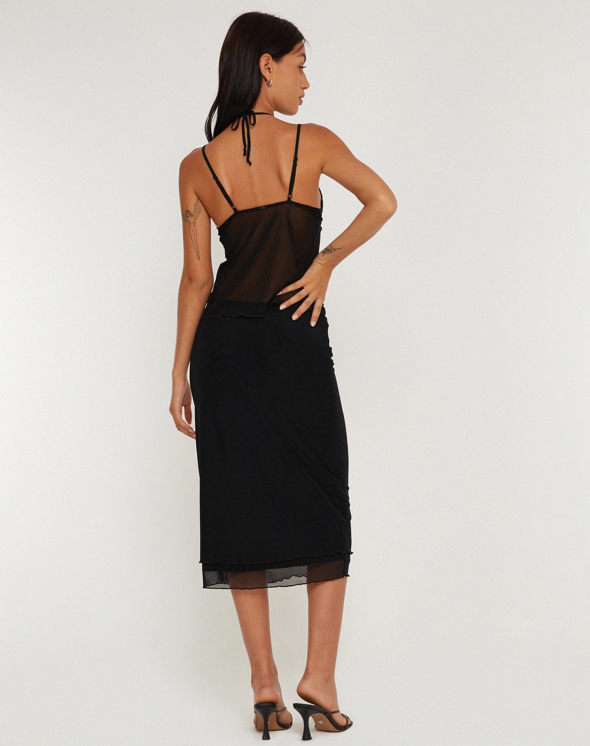 Bild von Olgira Mesh Halterneck Vest Top in Schwarz
