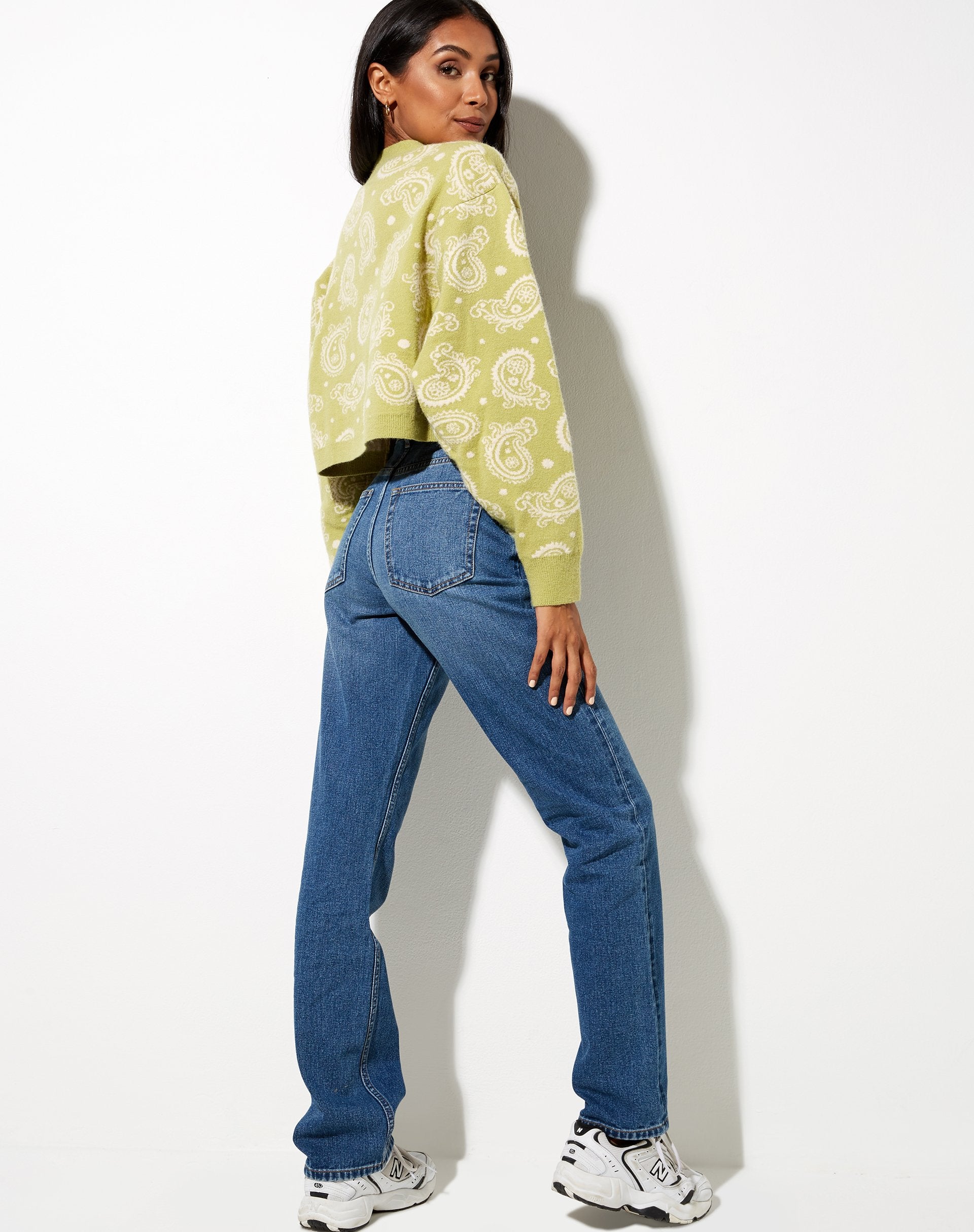 Image of Olina Cropped Cardi aus Strick in Persian Night Sage