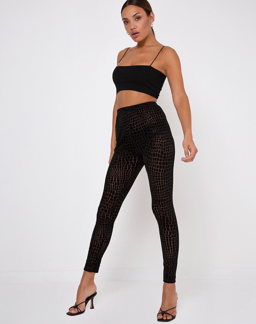 Image of Oria Leggings in Kroko-Flock Schwarz