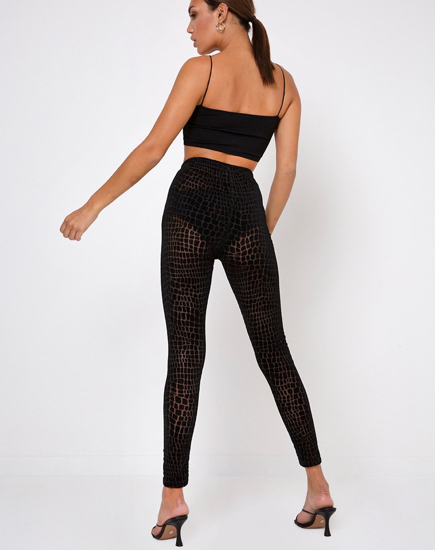 Image of Oria Leggings in Kroko-Flock Schwarz