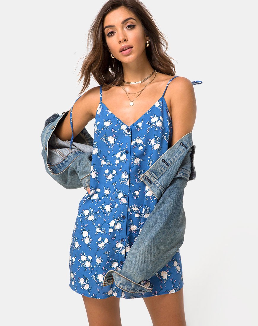 Osla Slip Dress in Soheila Floral Blau