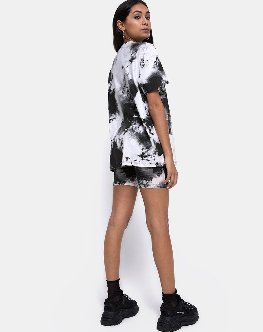Bild von Oversize Basic Tee in Mono tie Dye Schwarz und Weiß
