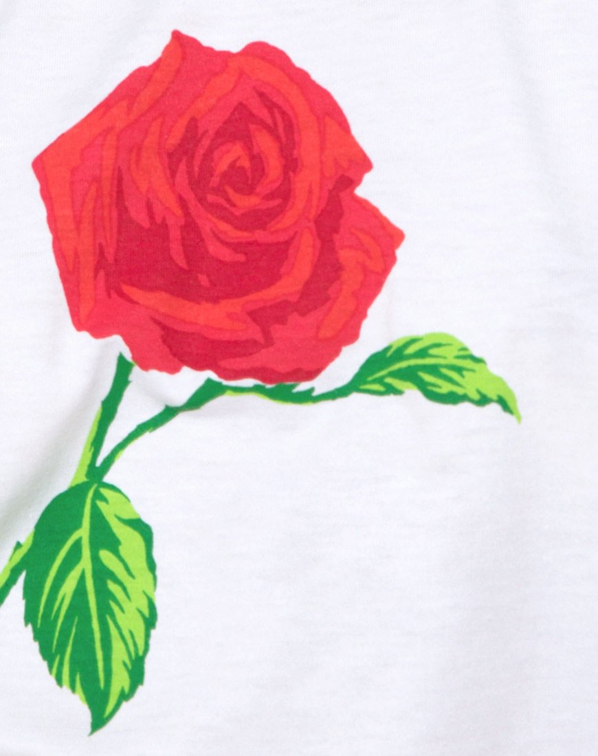 Bild von Oversize Basic Tee in Weiß mit Rose