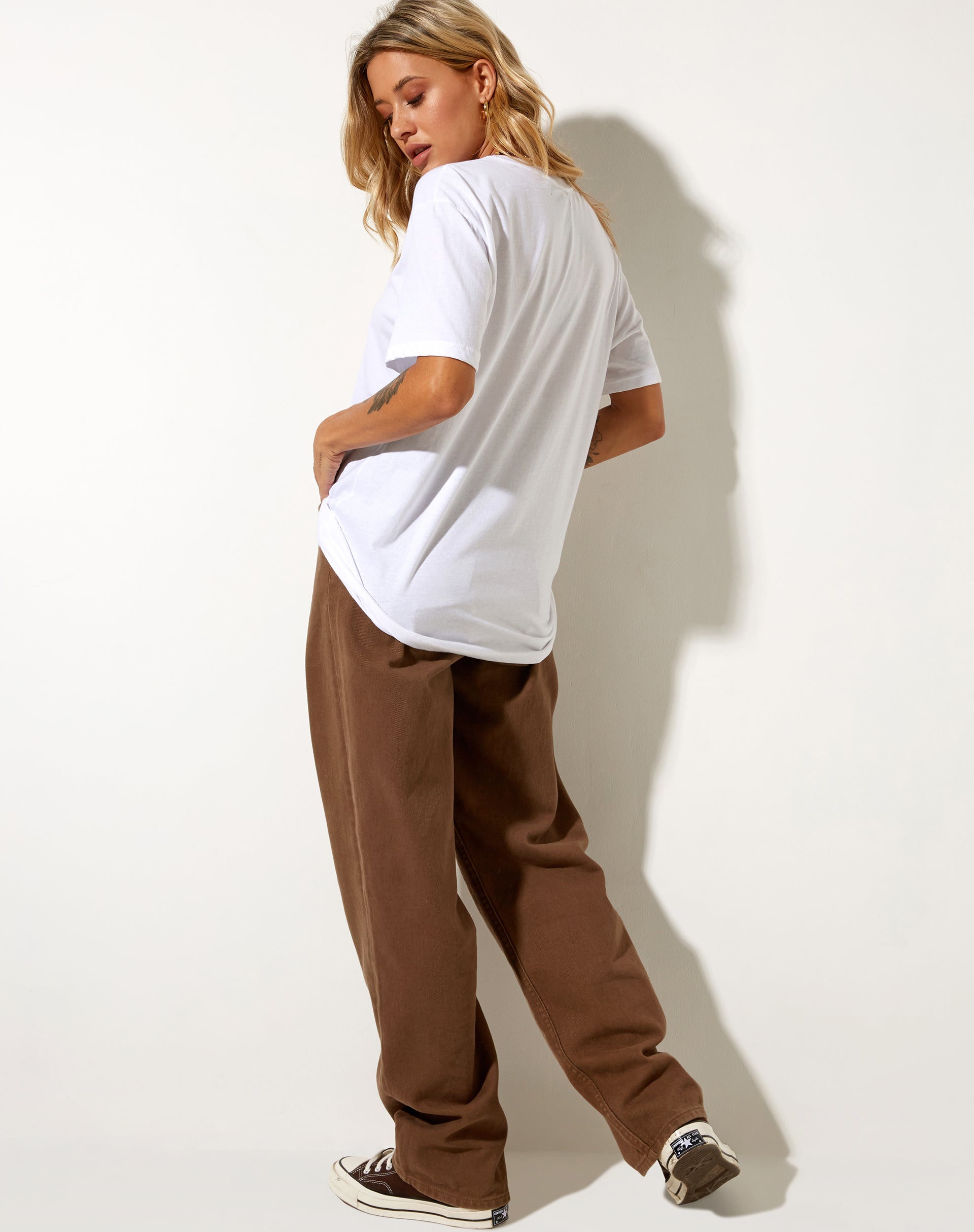 Bild von Oversize Basic Tee in Weiß Champignons