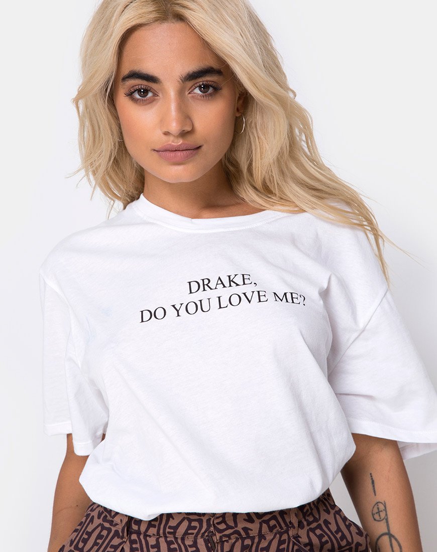Oversize Basic Tee in Weiß Drake Do You Love Me