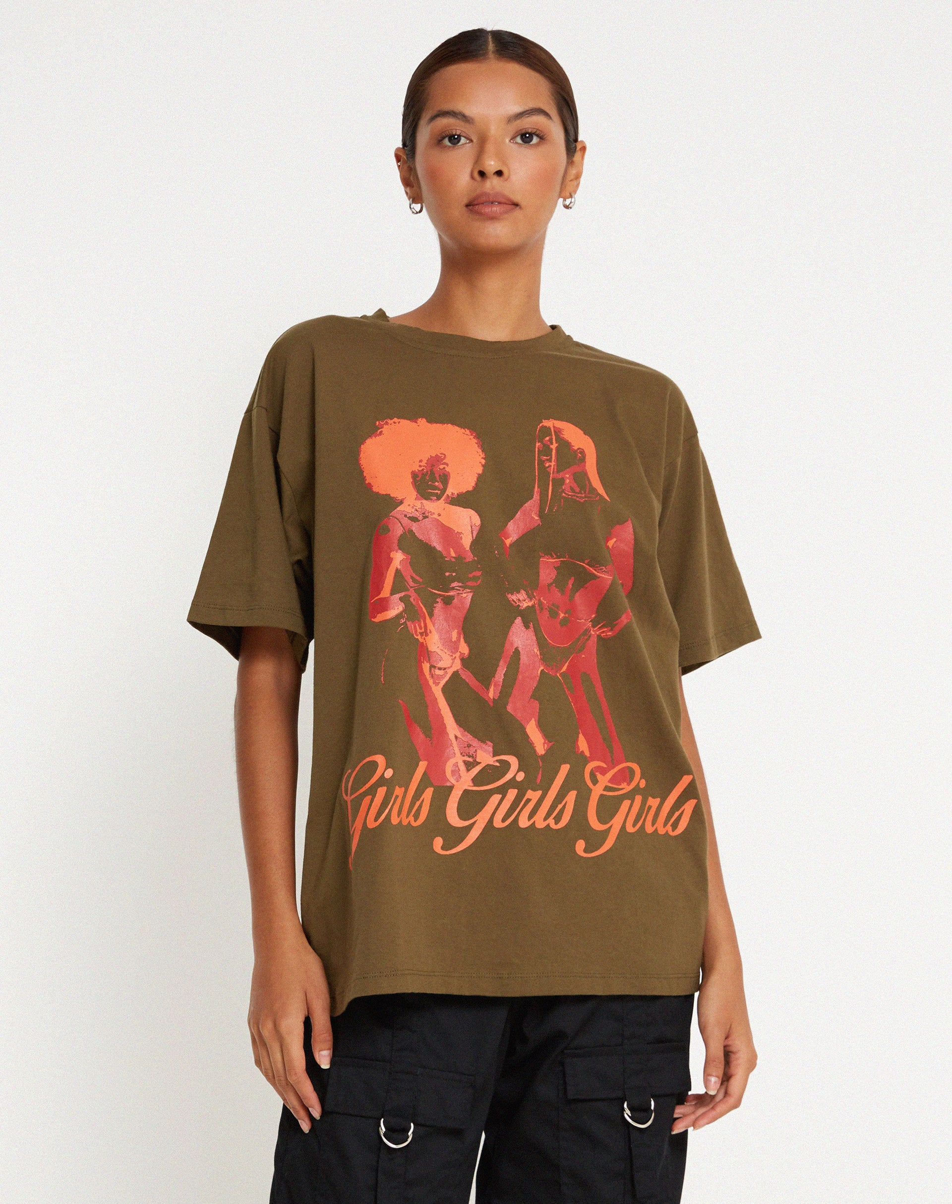 Bild von Oversize Basic Tee in Khaki Girls Girls Girls