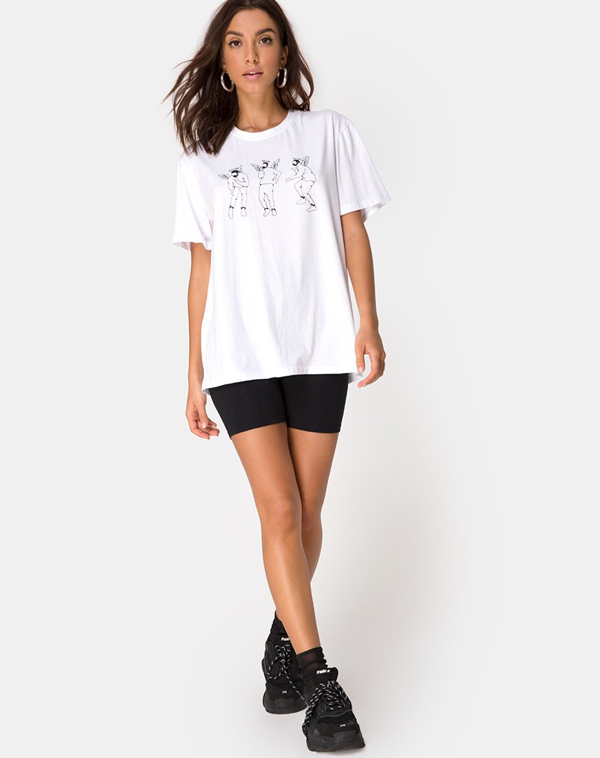 Bild von Oversize Basic Tee in Weiß mit tanzendem Erpel